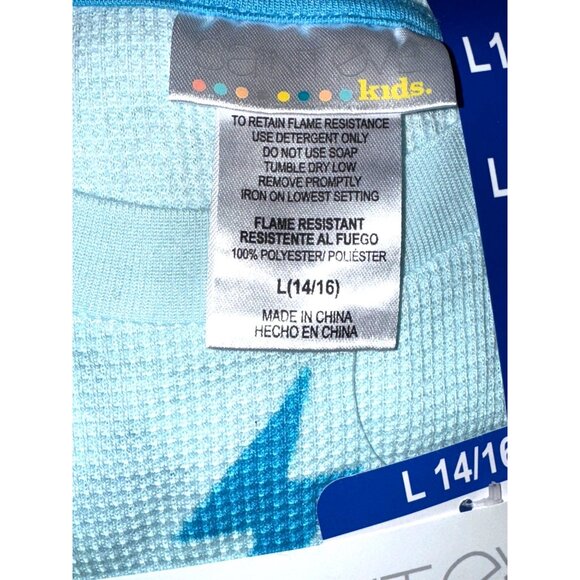 Saint Eve Kids Youth 4Pc Thermal Pajama Set L 14/16 Blue Lightning Print - Picture 2 of 4